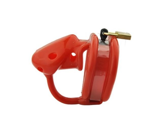Short Cage Red Silicone Chastity With Adjustable Back Ring