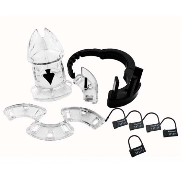 Clear Polycarbonate Chastity Device With Adjustable Cage Length And Back Ring