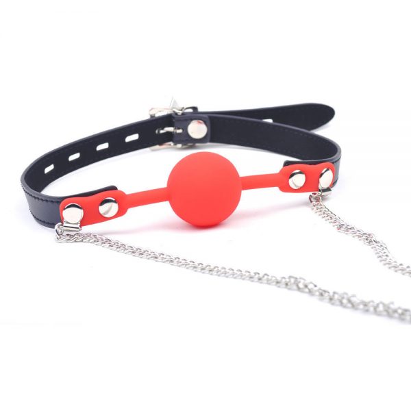 Red Ball Gag With Nipple Clamps