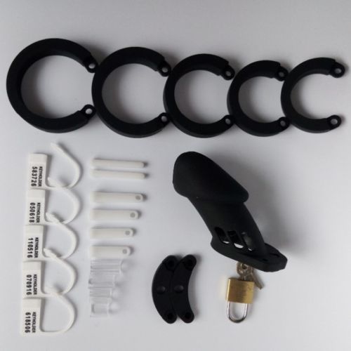 Male Chastity Belt Silicone Chastity Device , Black