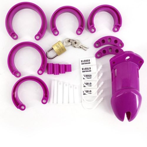 Male Chastity Belt Polycarbonate Chastity Device , Purple Colour