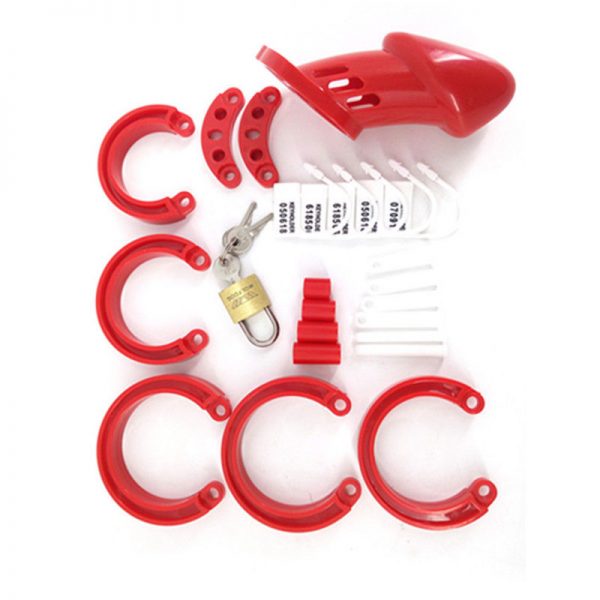 Male Chastity Belt Polycarbonate Chastity Device , Red Colour