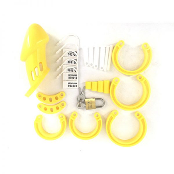 Male Chastity Belt Polycarbonate Chastity Device , Yellow Colour