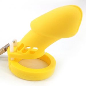Male Chastity Belt Silicone Chastity Device , Yellow Colour
