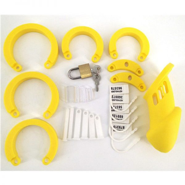 Male Chastity Belt Silicone Chastity Device , Yellow Colour