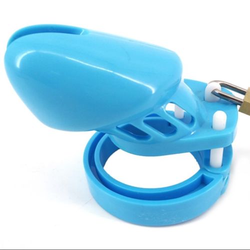 Shorter Cage Male Chastity Belt Polycarbonate Chastity Device , Baby Blue