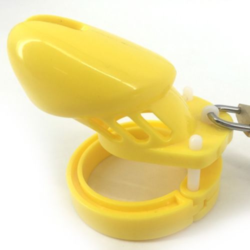 Shorter Cage Male Chastity Belt Polycarbonate Chastity Device , Yummy Yellow