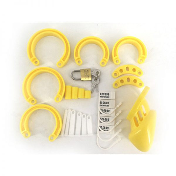 Shorter Cage Male Chastity Belt Polycarbonate Chastity Device , Yummy Yellow