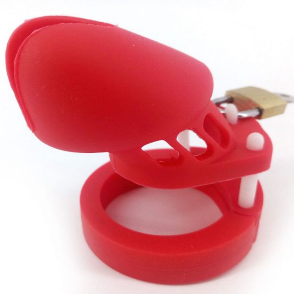 Shorter Cage Male Chastity Belt Polycarbonate Chastity Device , Rampant Red