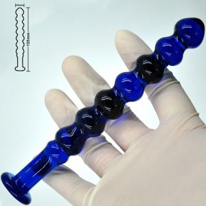 Blue Beads Butt Plug Glass Dildo