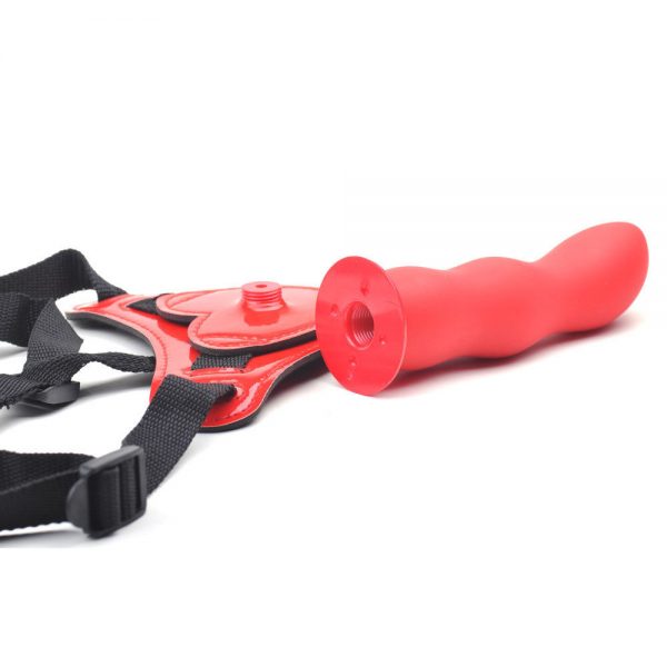 Red Strap On Dildo , Curved G Spot Or P Spot Tip