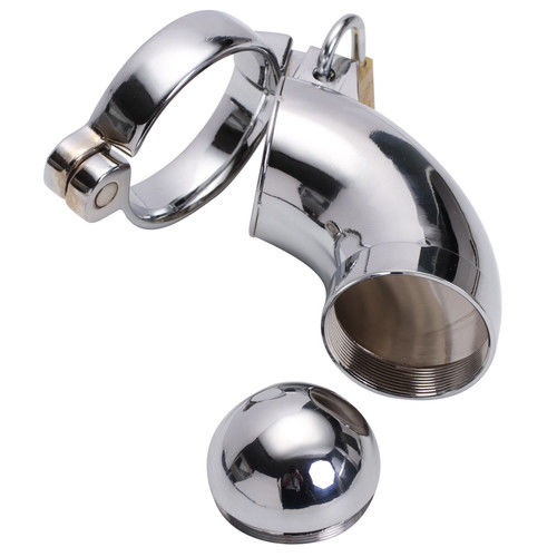 Chrome Plated Chastity Device With Removable End Cap