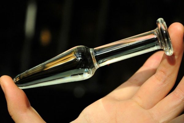 Clear Glass Butt Plug With Long Stem