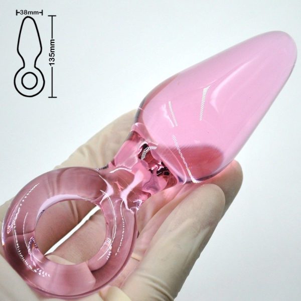 The Ping Plugger Glass Anal Plug With Ring Grip