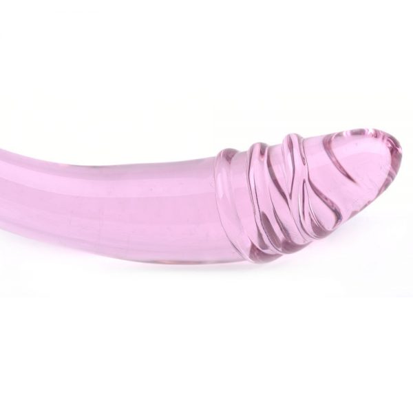 Pink Penis Clitoris Stimulator Glass Dildo