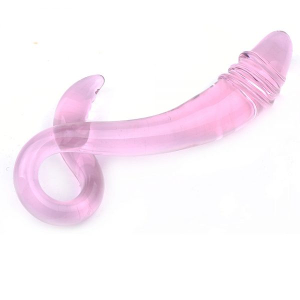 Pink Penis Clitoris Stimulator Glass Dildo