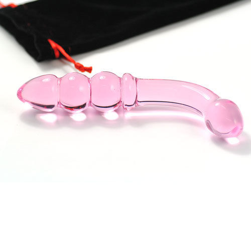 Curved G-Spot Or Prostate Massager Pink Glass Dildo
