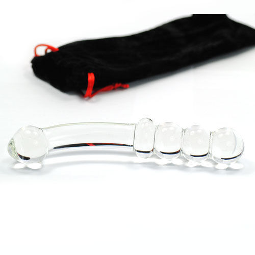 Glass Dildo Curved Bubble Shaft