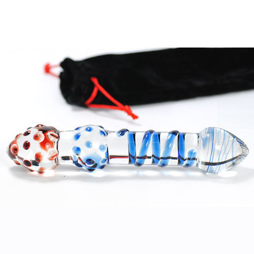 Glass Dildo With Textured Twists And Bumps Shaft