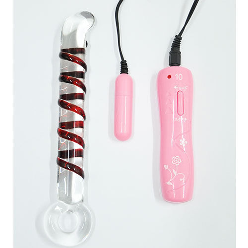 10 Speed  Glass  Dildo Vibrator Cherry Twister