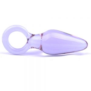 Lilac Glass Butt Plug With End Ring