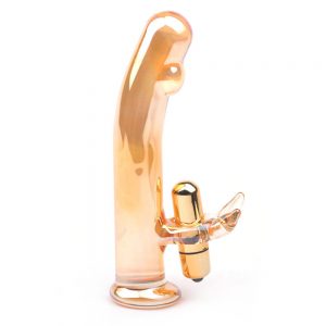 Golden Penis Glass Dildo Vibrator