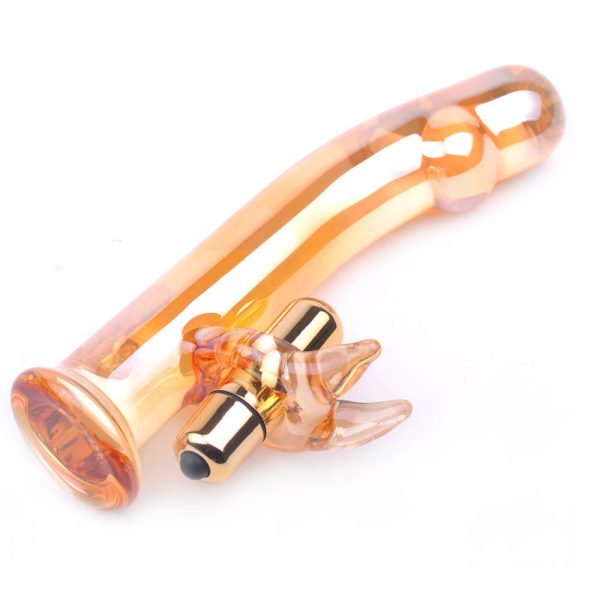 Golden Penis Glass Dildo Vibrator
