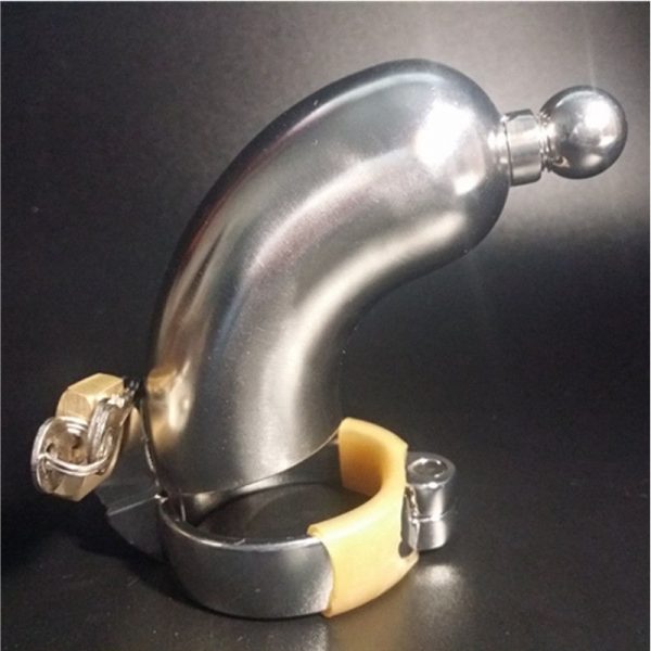 Steel Chastity Device, Curved Cage, Removable Urethral Tube