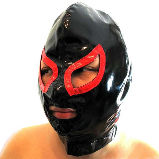 Shiny Black PVC  Japanese Style Fetish Mask