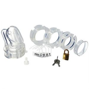 Clear Silicone Chastity Device With 3 Size Back Rings