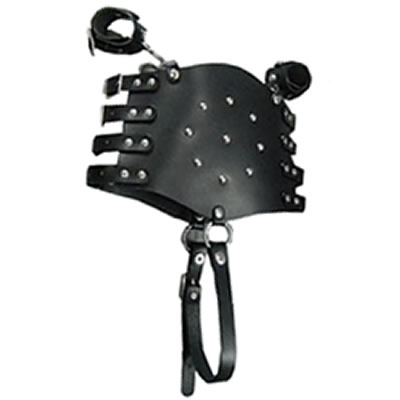 Studded Restraint Corset with Buckling Straps & Handcuffs