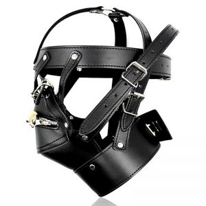 Lockable Head Harness Muzzle Zipper , Black