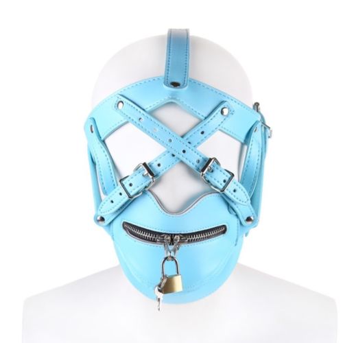 Lockable Head Harness Muzzle Zipper , Blue