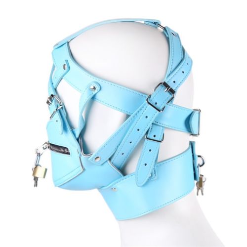 Lockable Head Harness Muzzle Zipper , Blue