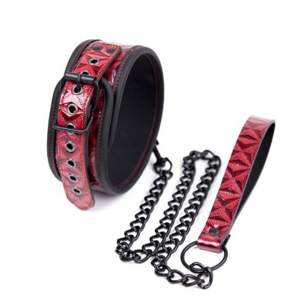 Embossed Pattern PVC Neck Collar With Lead, Red