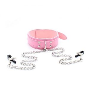Pink Neck Collar With Nipple Clamps
