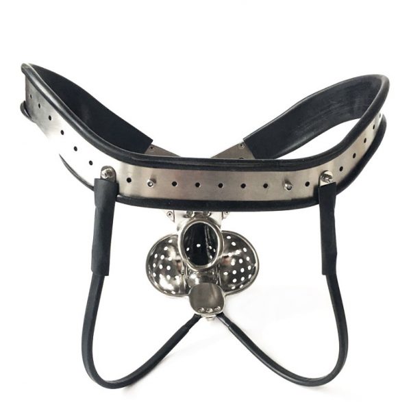Adjustable Full Protection Male Chastity Belt With Perforated Front Shield