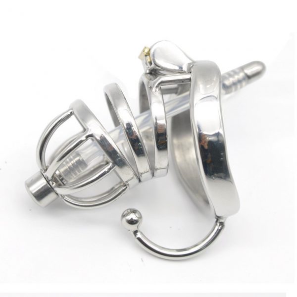 Male Chastity Cage With Base Arc Ring And Removable Urethral Tube