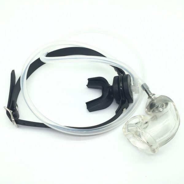 Gum Shield Tube Feeder Clear Chastity Device With Black Mouth Gag