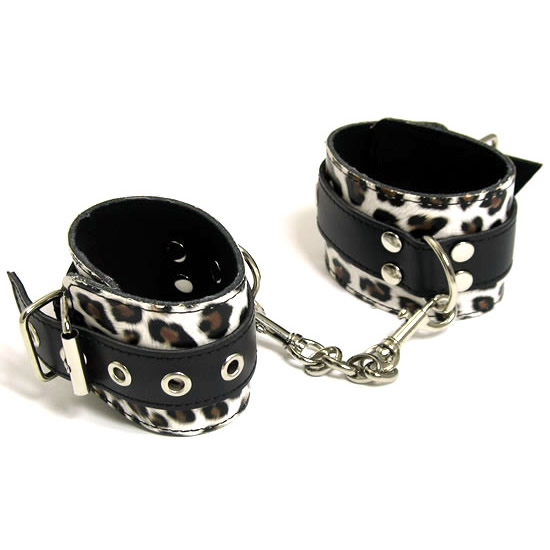 Leopard Print Ankle Cuffs With Detachable Chain