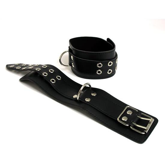 Double Pins Buckle Wrist Cuffs with One D-Ring