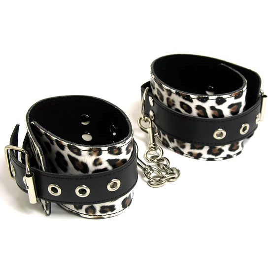 Leopard Print Wrist Cuffs With Detachable Chain
