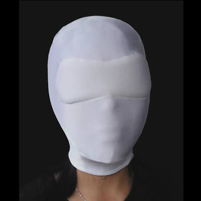 White Spandex Hood With Padded Blindfold