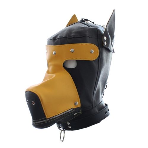Dog Hood With Ears, Muzzle And Removable Blindfold