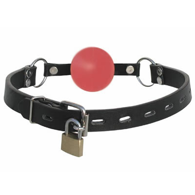 Lockable Red Rubber Ball Gag