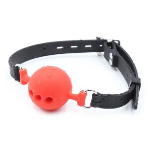 Full Silicone Ball Gag With Air Holes, Red