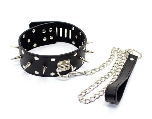 Spiked Neck Collar With Detachable Leash