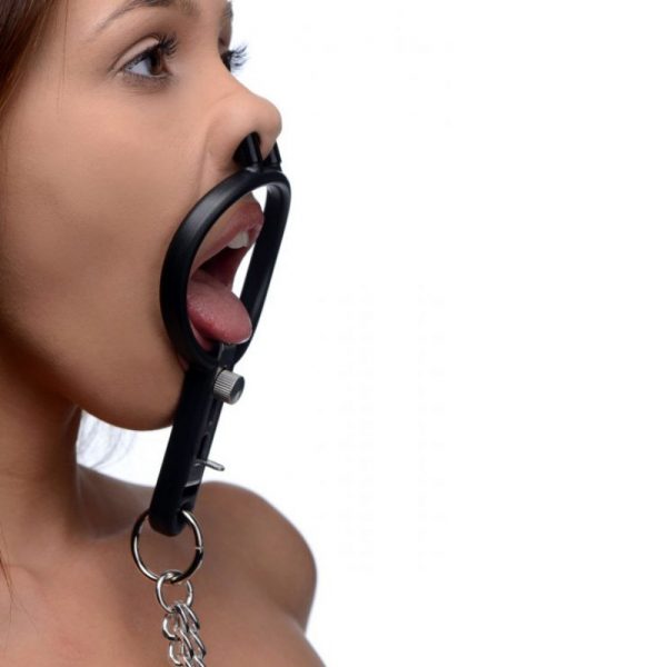 Degraded Mouth Spreader Gag With Nipple Clamps