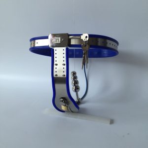 Blue Silicone Lined Female Chastity Belt