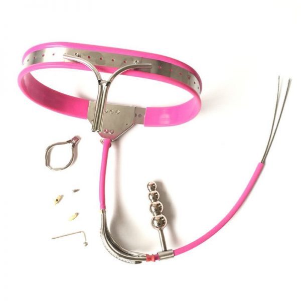 Premium Line Pink Silicone Trim Female Chastity Belt